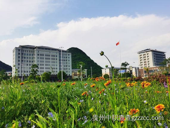 贵州食品工程职业学院中职部花海里的校园